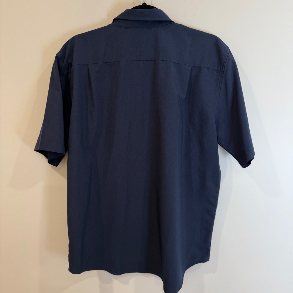 ORVIS Mens Classic Collection Short Sleeve Button Up Shirt Navy L G Polyester - Picture 2 of 6